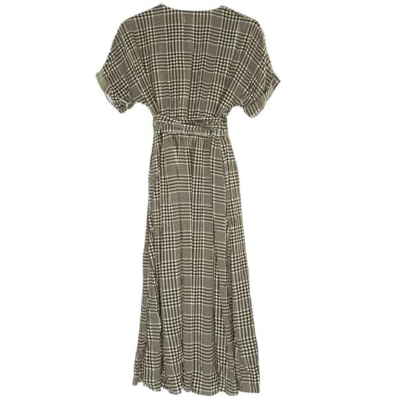 Urban Outfitters S NEW UO Gabrielle Woven Midi Wrap Dress Brown Motif - Picture 3 of 11